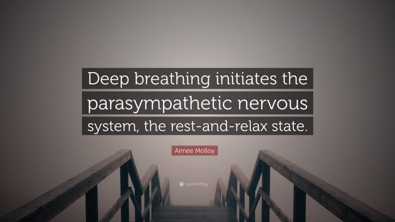 Aimee Molloy Quote: “Deep breathing initiates the parasympathetic nervous system, the rest-and-relax state.”