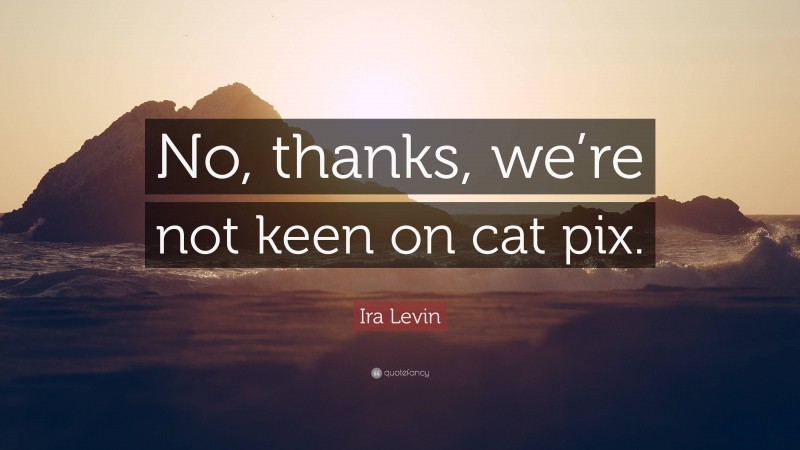 Ira Levin Quote: “No, thanks, we’re not keen on cat pix.”