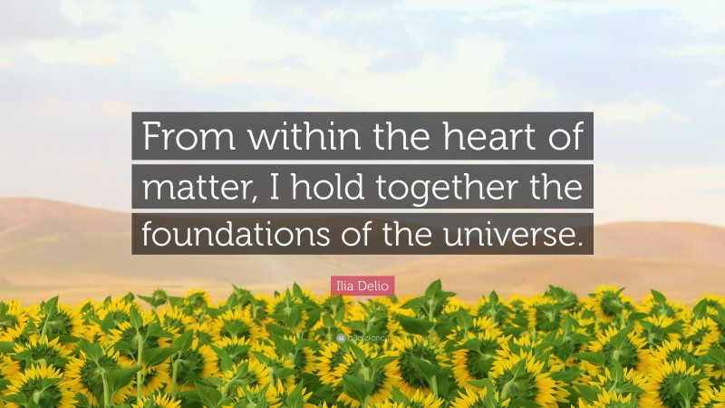 Ilia Delio Quote: “From within the heart of matter, I hold together the foundations of the universe.”