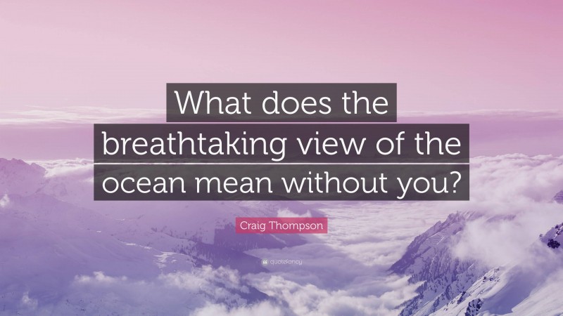 Craig Thompson Quote: “What does the breathtaking view of the ocean mean without you?”