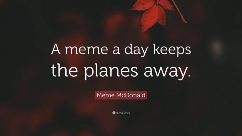 Meme McDonald Quote: “A meme a day keeps the planes away.”