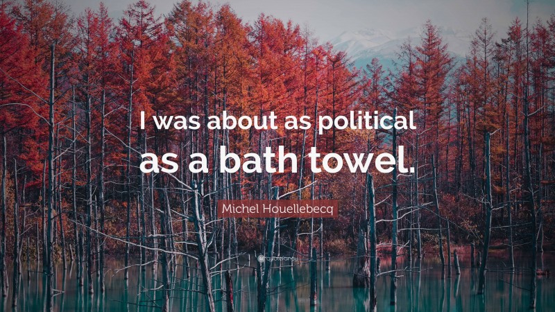 Michel Houellebecq Quote: “I was about as political as a bath towel.”