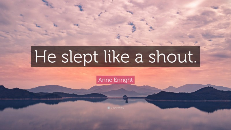 Anne Enright Quote: “He slept like a shout.”