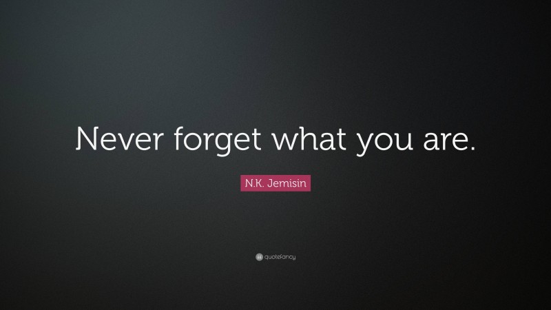 N.K. Jemisin Quote: “Never forget what you are.”