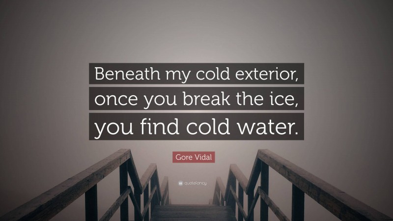 Gore Vidal Quote: “Beneath my cold exterior, once you break the ice, you find cold water.”