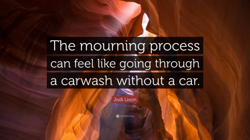 Jodi Livon Quote: “The mourning process can feel like going through a carwash without a car.”