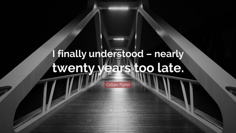 Gillian Flynn Quote: “I finally understood – nearly twenty years too late.”