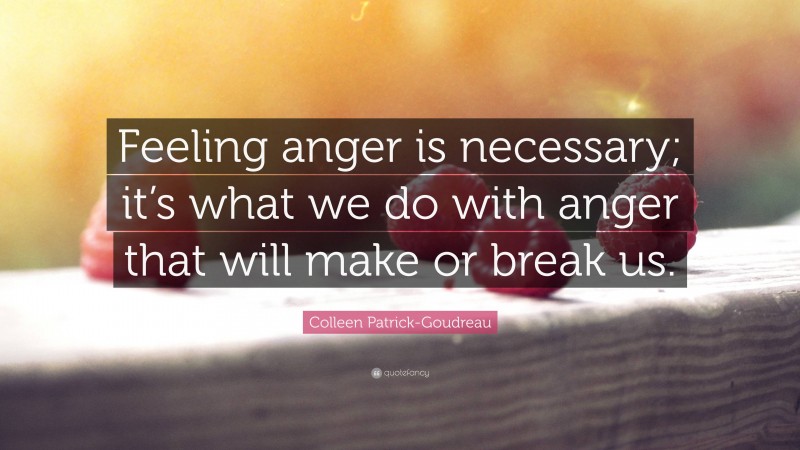 Colleen Patrick-Goudreau Quote: “Feeling anger is necessary; it’s what we do with anger that will make or break us.”