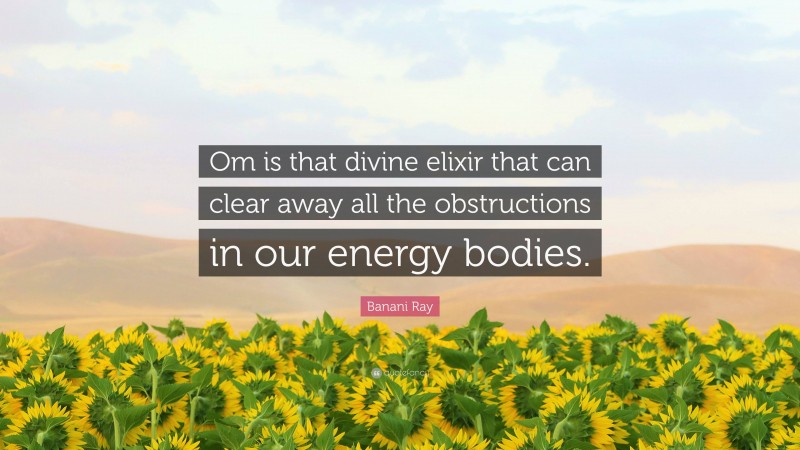 Banani Ray Quote: “Om is that divine elixir that can clear away all the obstructions in our energy bodies.”