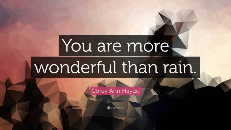 Corey Ann Haydu Quote: “You are more wonderful than rain.”