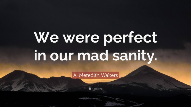 A. Meredith Walters Quote: “We were perfect in our mad sanity.”