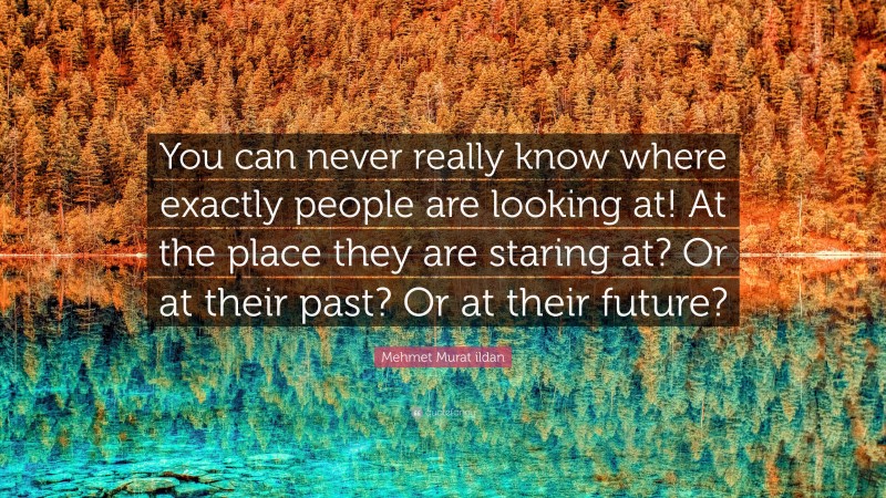 Mehmet Murat ildan Quote: “You can never really know where exactly people are looking at! At the place they are staring at? Or at their past? Or at their future?”