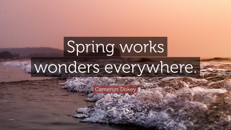 Cameron Dokey Quote: “Spring works wonders everywhere.”