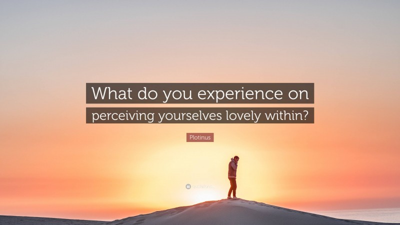 Plotinus Quote: “What do you experience on perceiving yourselves lovely within?”