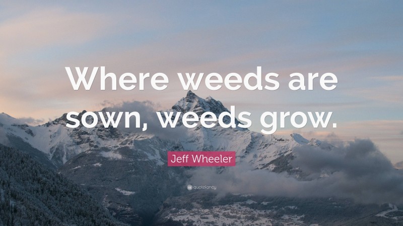 Jeff Wheeler Quote: “Where weeds are sown, weeds grow.”