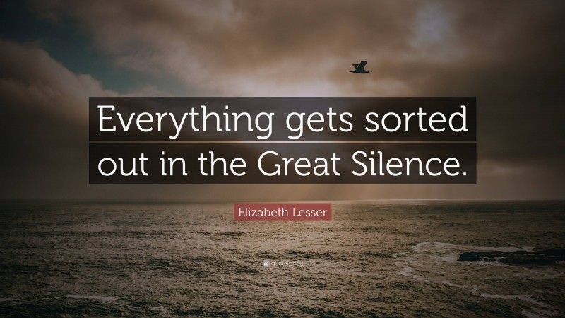 Elizabeth Lesser Quote: “Everything gets sorted out in the Great Silence.”