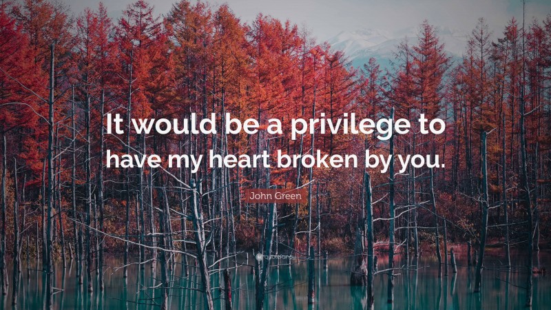 John Green Quote: “It would be a privilege to have my heart broken by you.”