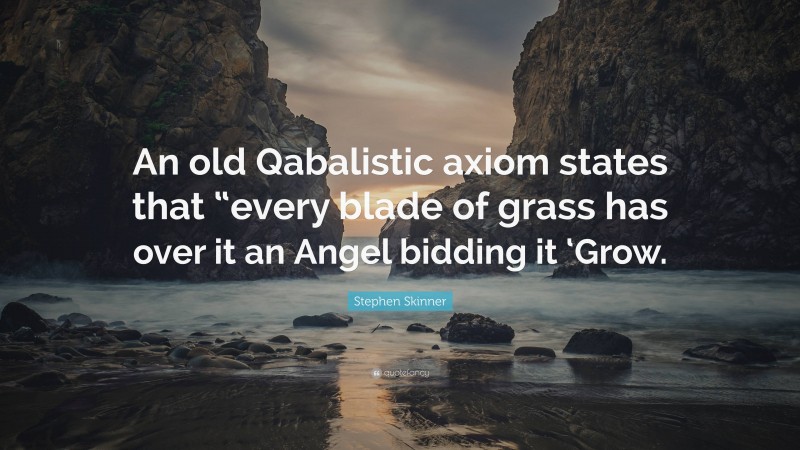 Stephen Skinner Quote: “An old Qabalistic axiom states that “every blade of grass has over it an Angel bidding it ‘Grow.”