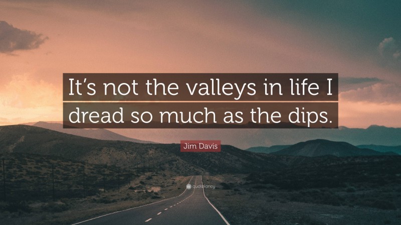 Jim Davis Quote: “It’s not the valleys in life I dread so much as the dips.”
