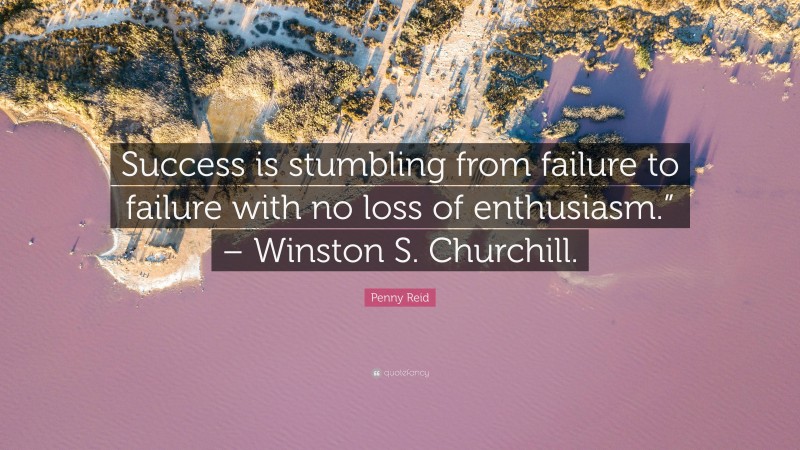 Penny Reid Quote: “Success is stumbling from failure to failure with no loss of enthusiasm.” – Winston S. Churchill.”