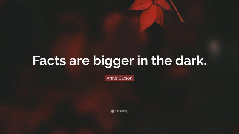 Anne Carson Quote: “Facts are bigger in the dark.”