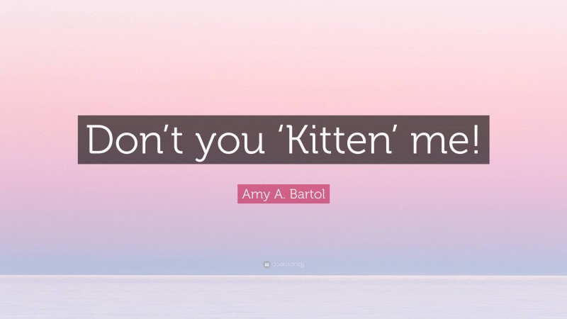 Amy A. Bartol Quote: “Don’t you ‘Kitten’ me!”
