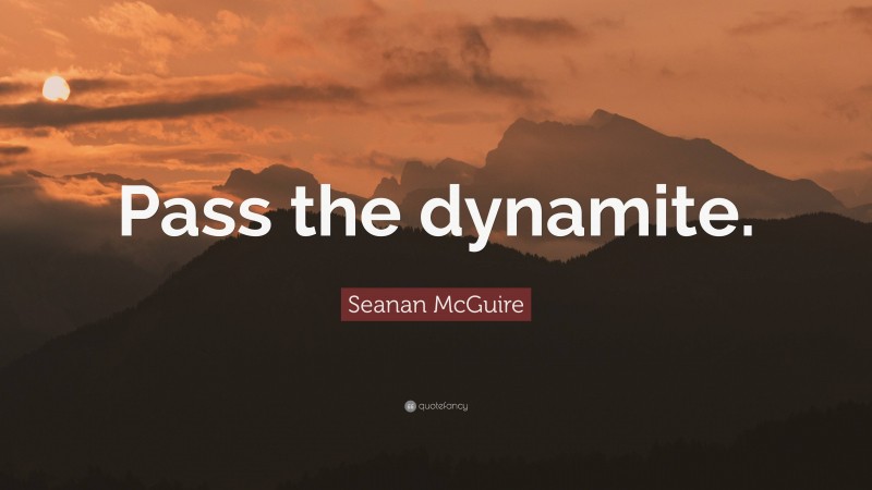 Seanan McGuire Quote: “Pass the dynamite.”