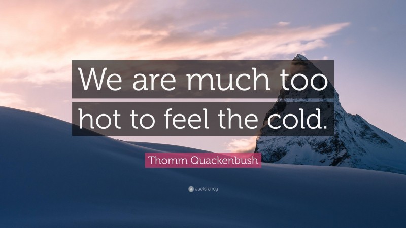 Thomm Quackenbush Quote: “We are much too hot to feel the cold.”