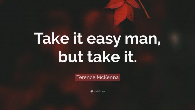 Terence McKenna Quote: “Take it easy man, but take it.”