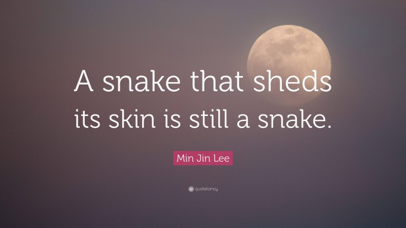 Min Jin Lee Quote: “A snake that sheds its skin is still a snake.”