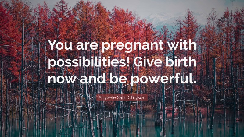 Anyaele Sam Chiyson Quote: “You are pregnant with possibilities! Give birth now and be powerful.”