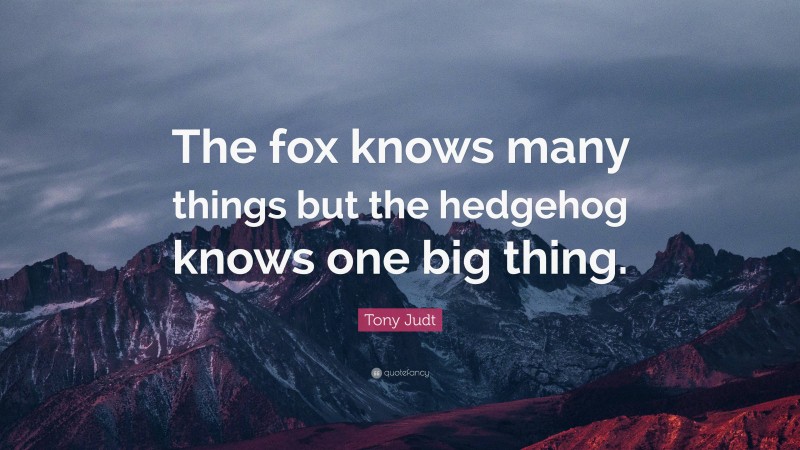 Tony Judt Quote: “The fox knows many things but the hedgehog knows one big thing.”