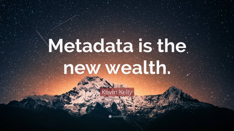 Kevin Kelly Quote: “Metadata is the new wealth.”