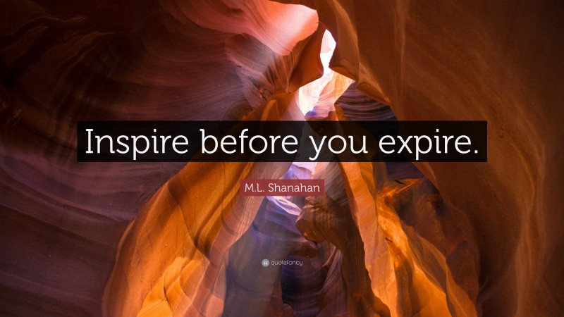 M.L. Shanahan Quote: “Inspire before you expire.”