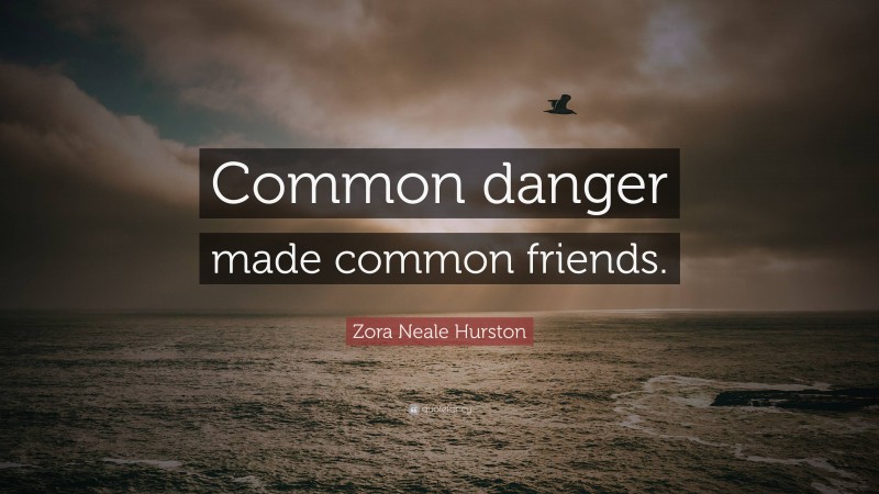 Zora Neale Hurston Quote: “Common danger made common friends.”