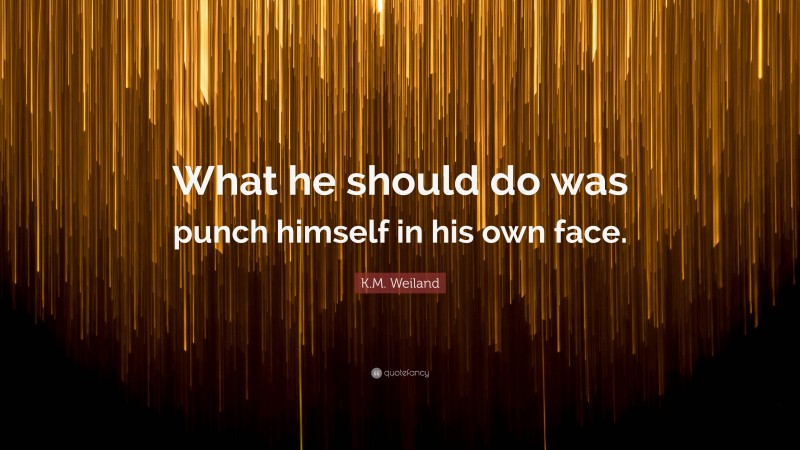 K.M. Weiland Quote: “What he should do was punch himself in his own face.”