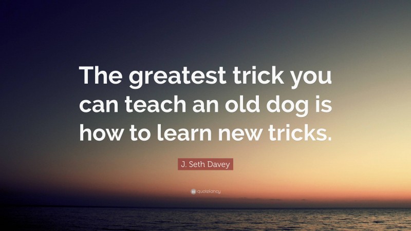 J. Seth Davey Quote: “The greatest trick you can teach an old dog is how to learn new tricks.”