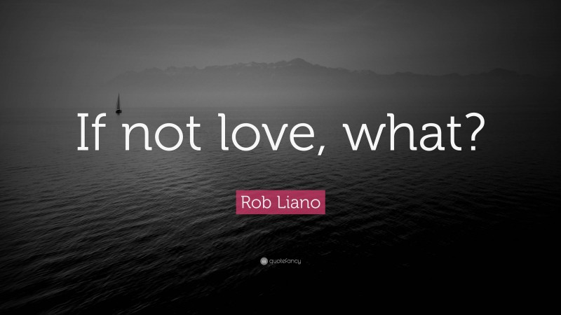 Rob Liano Quote: “If not love, what?”