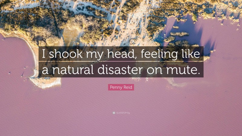 Penny Reid Quote: “I shook my head, feeling like a natural disaster on mute.”