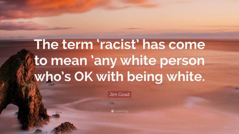 Jim Goad Quote: “The term ‘racist’ has come to mean ’any white person who’s OK with being white.”