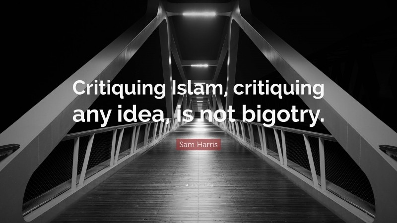 Sam Harris Quote: “Critiquing Islam, critiquing any idea, is not bigotry.”