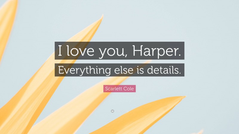 Scarlett Cole Quote: “I love you, Harper. Everything else is details.”
