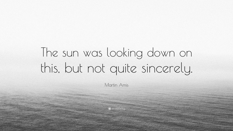 Martin Amis Quote: “The sun was looking down on this, but not quite sincerely.”