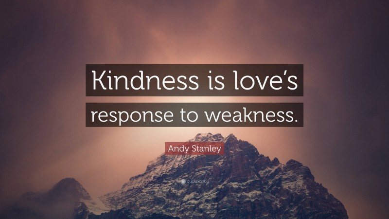 Andy Stanley Quote: “Kindness is love’s response to weakness.”