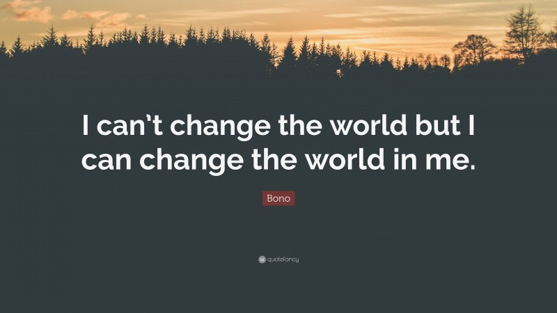 Bono Quote: “I can’t change the world but I can change the world in me.”