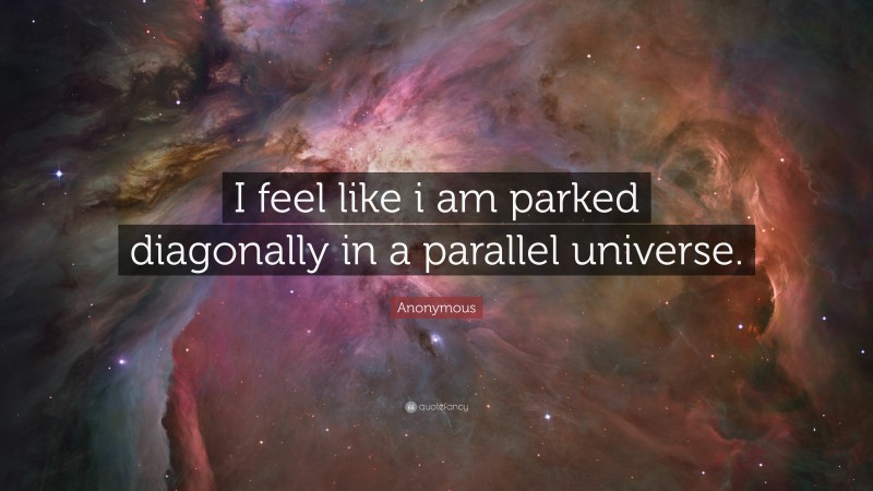 Anonymous Quote: “I feel like i am parked diagonally in a parallel universe.”