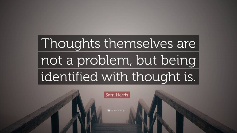 Sam Harris Quote: “Thoughts themselves are not a problem, but being identified with thought is.”