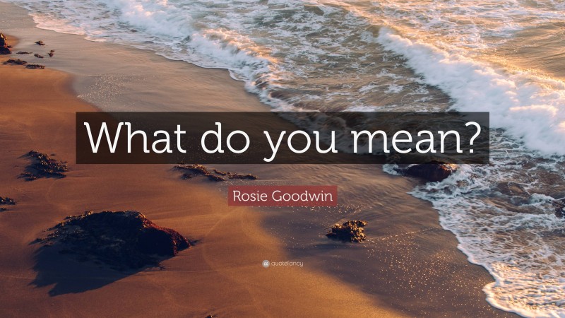 Rosie Goodwin Quote: “What do you mean?”