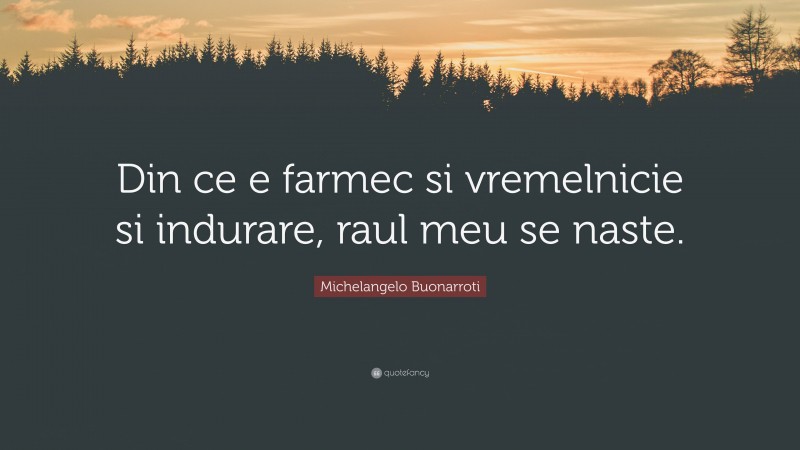 Michelangelo Buonarroti Quote: “Din ce e farmec si vremelnicie si indurare, raul meu se naste.”