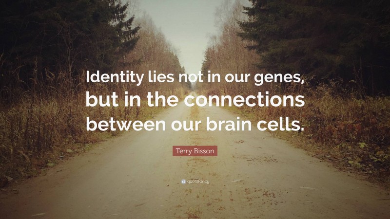 Terry Bisson Quote: “Identity lies not in our genes, but in the connections between our brain cells.”